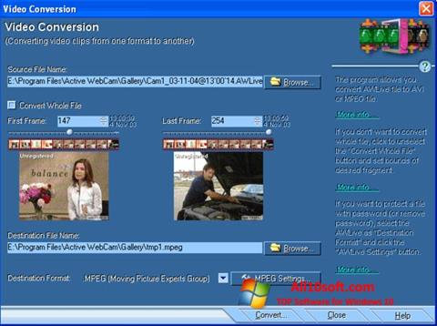 Posnetek zaslona Active WebCam Windows 10