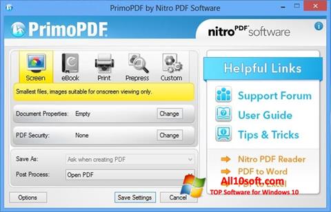 Posnetek zaslona PrimoPDF Windows 10