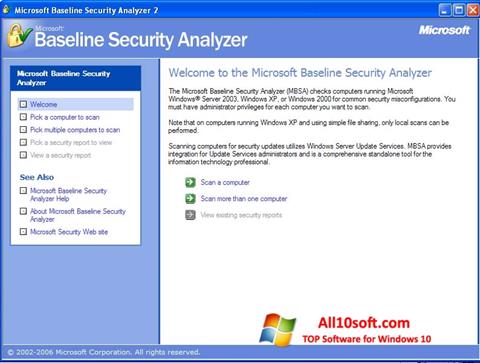 Posnetek zaslona Microsoft Baseline Security Analyzer Windows 10