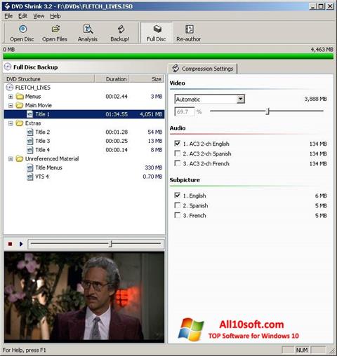 Posnetek zaslona DVD Shrink Windows 10
