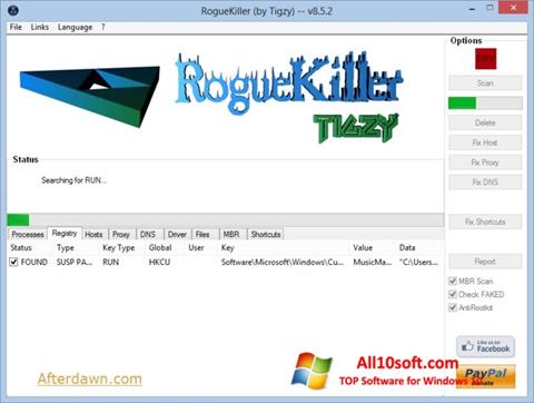 Posnetek zaslona RogueKiller Windows 10
