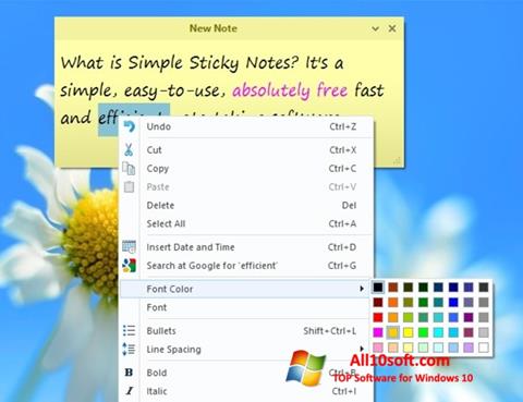 Posnetek zaslona Simple Sticky Notes Windows 10
