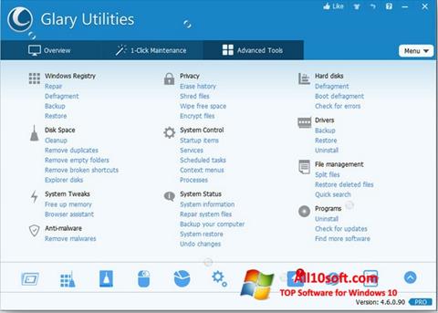Posnetek zaslona Glary Utilities Pro Windows 10