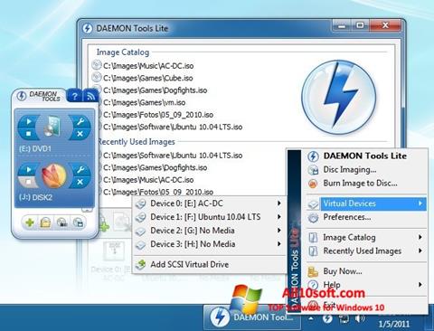 Posnetek zaslona DAEMON Tools Lite Windows 10
