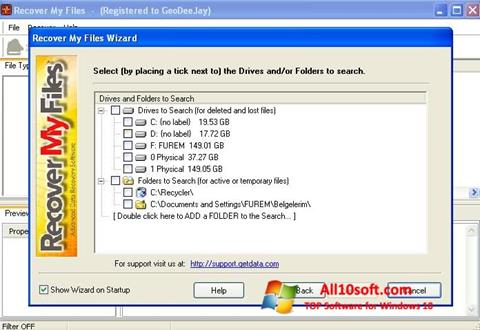 Posnetek zaslona Recover My Files Windows 10