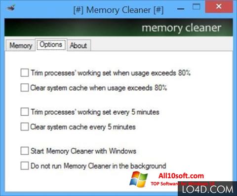 Posnetek zaslona Memory Cleaner Windows 10
