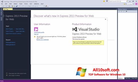 Posnetek zaslona Microsoft Visual Studio Windows 10