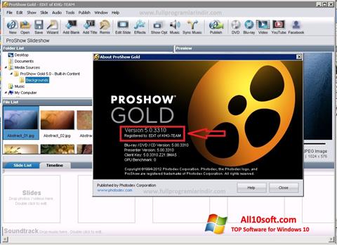 Posnetek zaslona ProShow Gold Windows 10