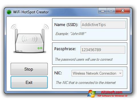 Posnetek zaslona Wi-Fi HotSpot Creator Windows 10