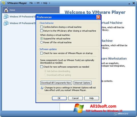 Posnetek zaslona VMware Player Windows 10