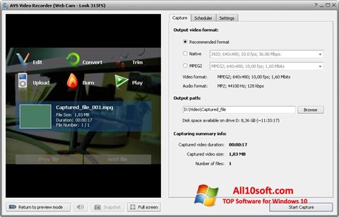 Posnetek zaslona AVS Video Recorder Windows 10