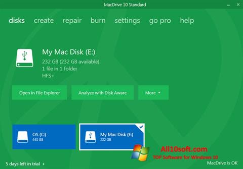 Posnetek zaslona MacDrive Windows 10