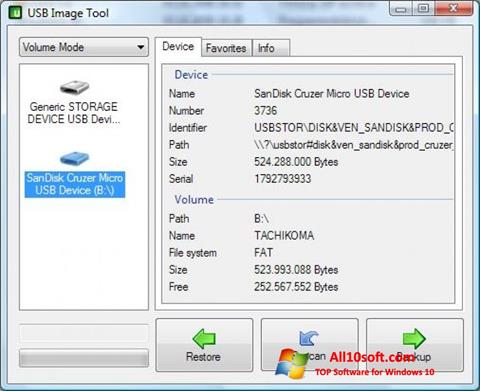 Posnetek zaslona USB Image Tool Windows 10
