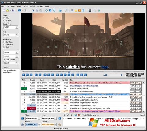Posnetek zaslona Subtitle Workshop Windows 10