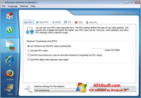 Posnetek zaslona Ashampoo Internet Accelerator Windows 10
