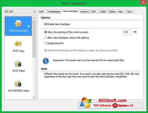 Posnetek zaslona Nero Image Drive Windows 10