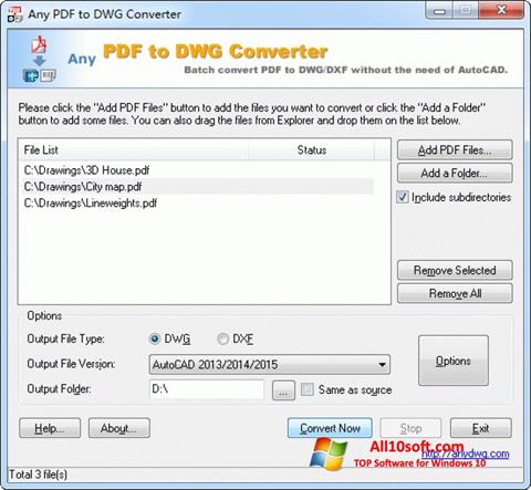 Posnetek zaslona PDF to DWG Converter Windows 10