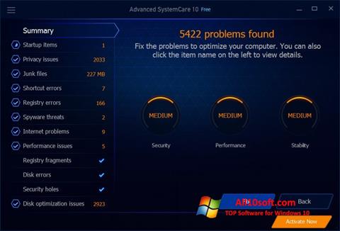 Posnetek zaslona Advanced SystemCare Free Windows 10