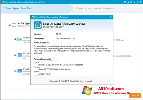 Posnetek zaslona EaseUS Data Recovery Wizard Windows 10