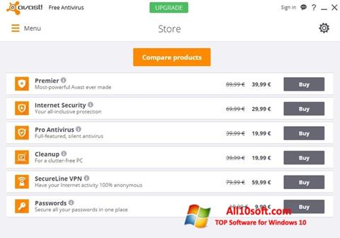 Posnetek zaslona Avast Free Antivirus Windows 10
