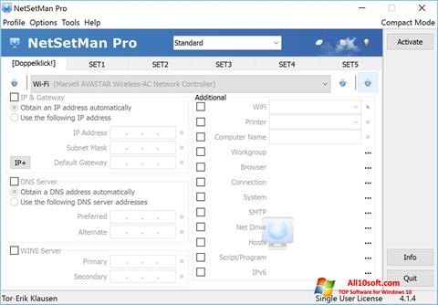 Posnetek zaslona NetSetMan Windows 10