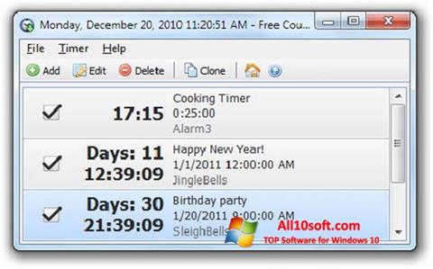 Posnetek zaslona Free Countdown Timer Windows 10