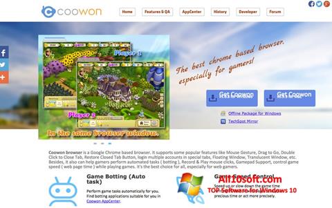 Posnetek zaslona Coowon Browser Windows 10