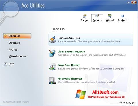Posnetek zaslona Ace Utilities Windows 10