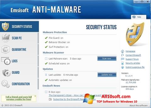 Posnetek zaslona Emsisoft Anti-Malware Windows 10