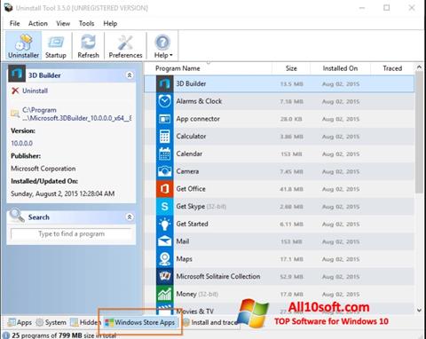 Posnetek zaslona Uninstall Tool Windows 10