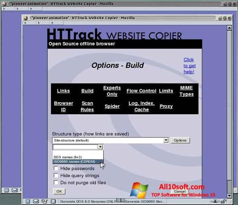 Posnetek zaslona HTTrack Website Copier Windows 10