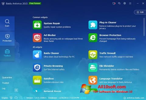 Posnetek zaslona Baidu Antivirus Windows 10