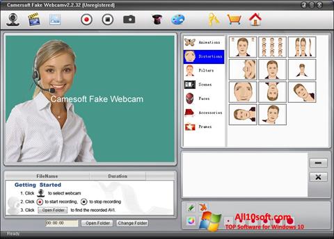 Posnetek zaslona Fake Webcam Windows 10
