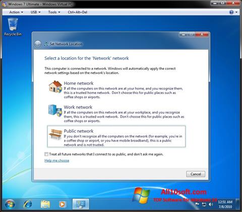 Posnetek zaslona Windows Virtual PC Windows 10