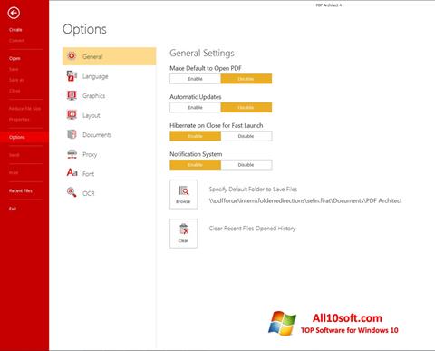 Posnetek zaslona PDF Architect Windows 10
