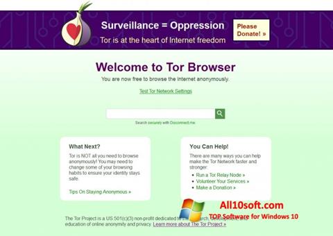 Posnetek zaslona Tor Windows 10