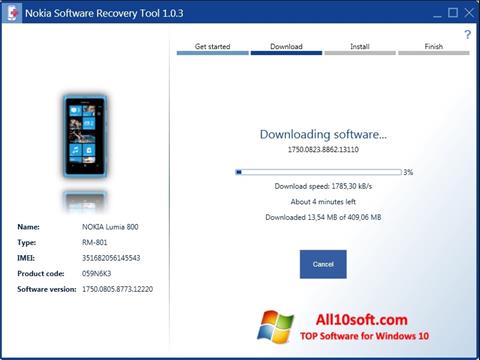 Posnetek zaslona Nokia Software Recovery Tool Windows 10