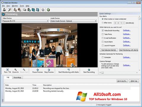 Posnetek zaslona WebCam Monitor Windows 10