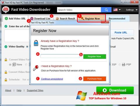 Posnetek zaslona Fast Video Downloader Windows 10