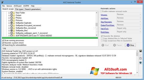 Posnetek zaslona AVZ Windows 10