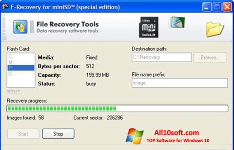 Posnetek zaslona F-Recovery SD Windows 10