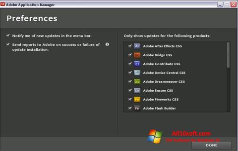 Posnetek zaslona Adobe Application Manager Windows 10