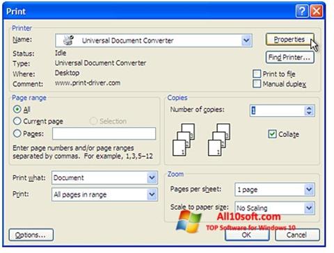 Posnetek zaslona Universal Document Converter Windows 10
