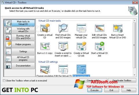 Posnetek zaslona Virtual CD Windows 10