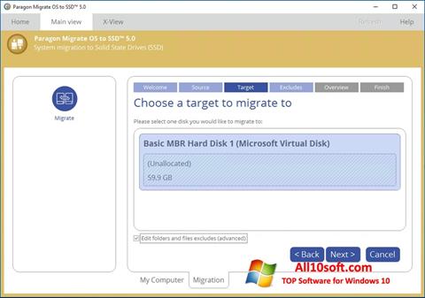 Posnetek zaslona Paragon Migrate OS to SSD Windows 10