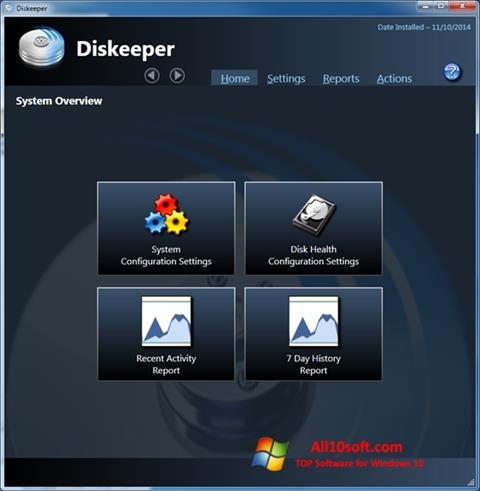Posnetek zaslona Diskeeper Windows 10
