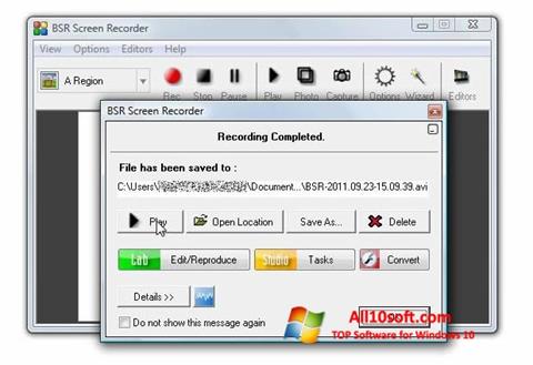 Posnetek zaslona BSR Screen Recorder Windows 10