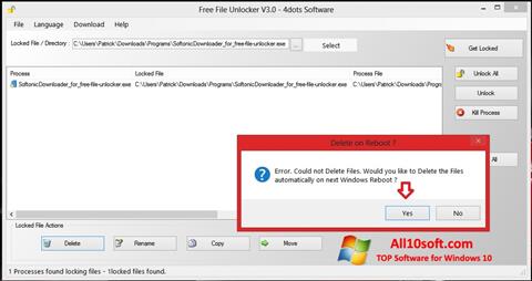 Posnetek zaslona Free File Unlocker Windows 10