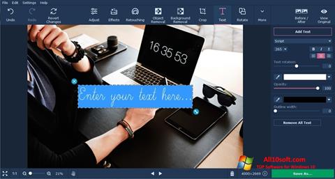 Posnetek zaslona Movavi Photo Editor Windows 10