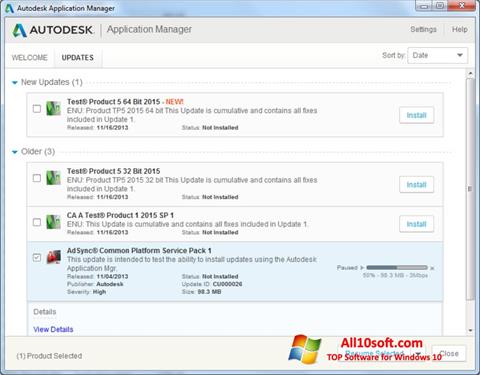 Posnetek zaslona Autodesk Application Manager Windows 10